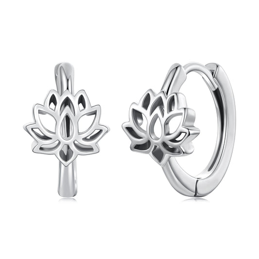 Sterling Silver Oxidized Hoop Earrings