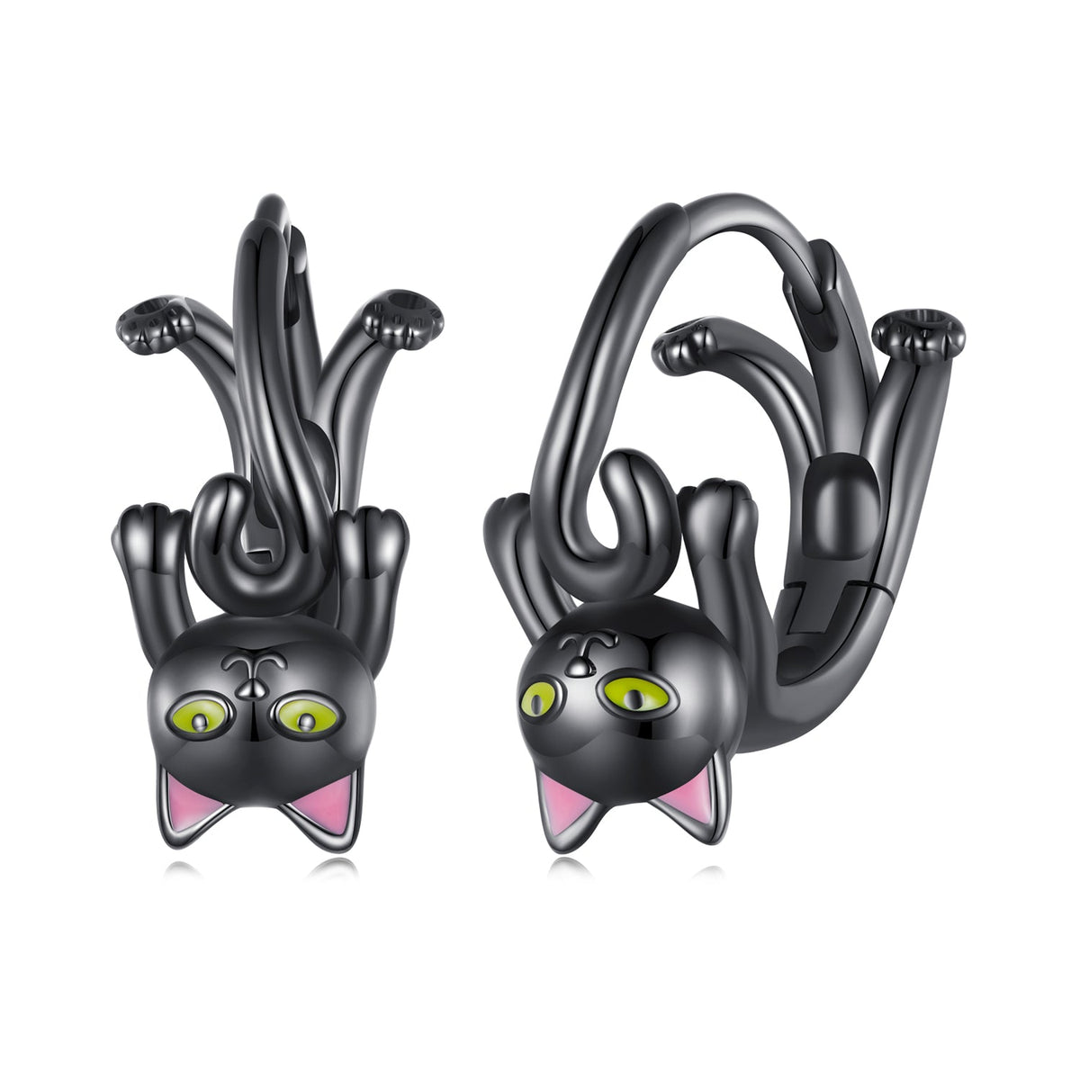 Sterling Silver Enamel Black Gold Earrings