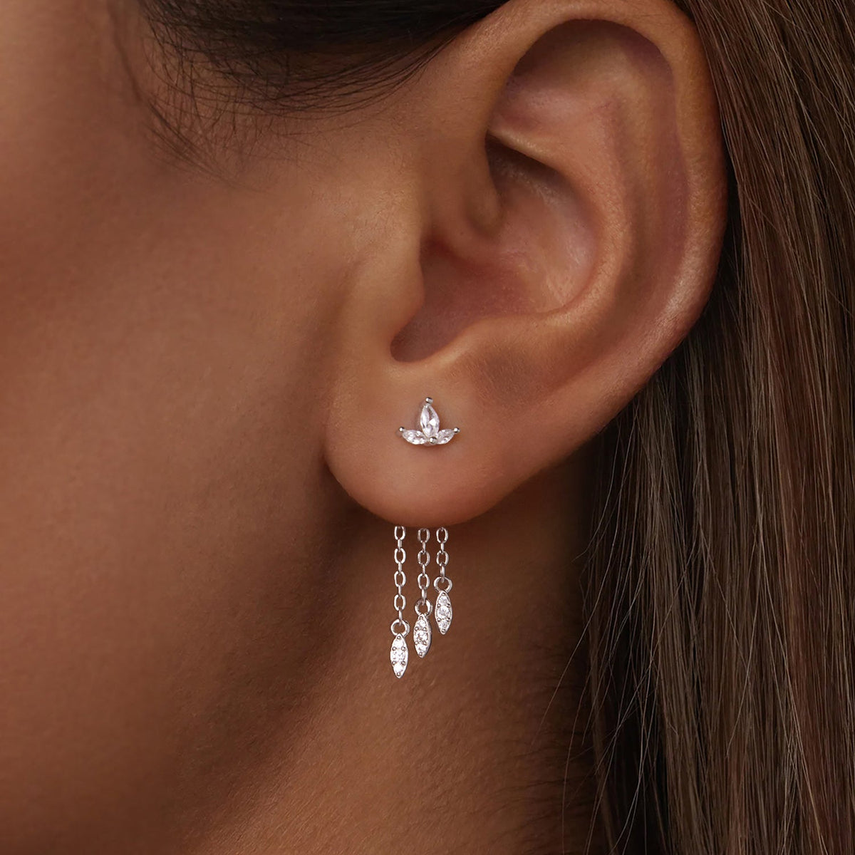 White Gold Plated Pavé CZ Earrings