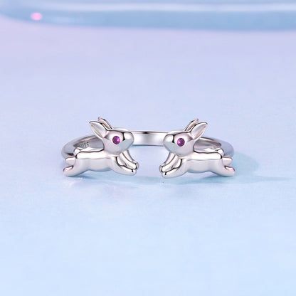 Sterling Silver Pavé CZ Rabbit Ring