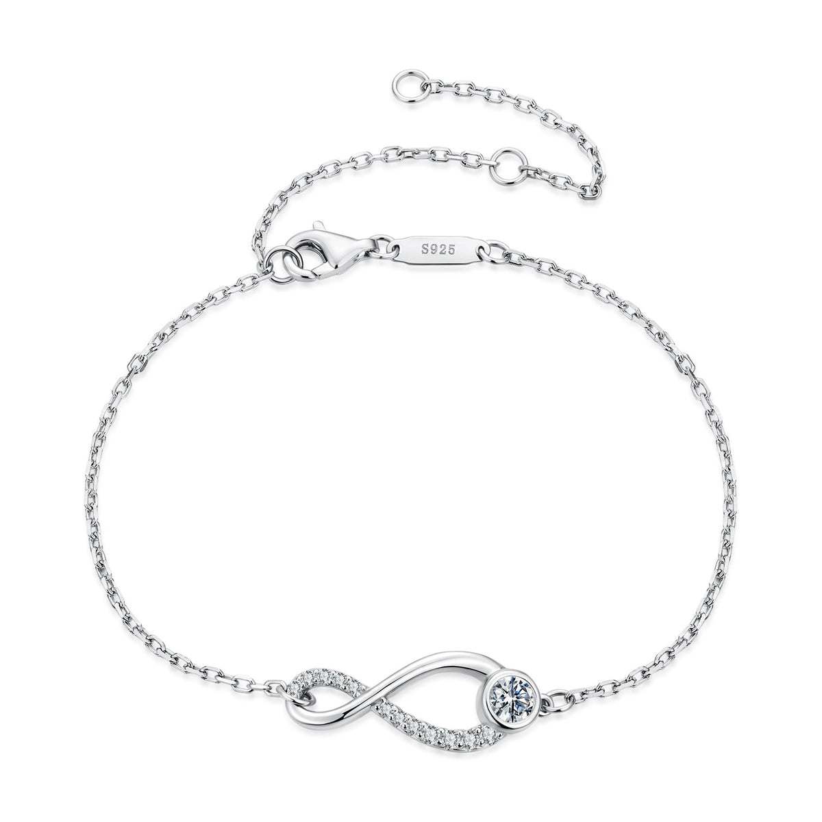 Sterling Silver Moissanite and CZ Pavé Bracelet
