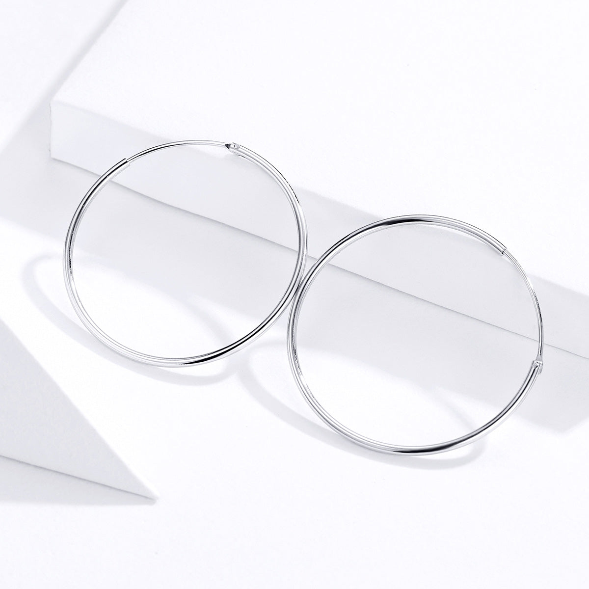Sterling Silver Platinum Plated Hoop Earrings