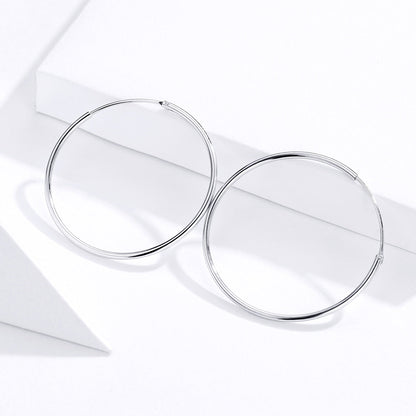 Sterling Silver Platinum Plated Hoop Earrings
