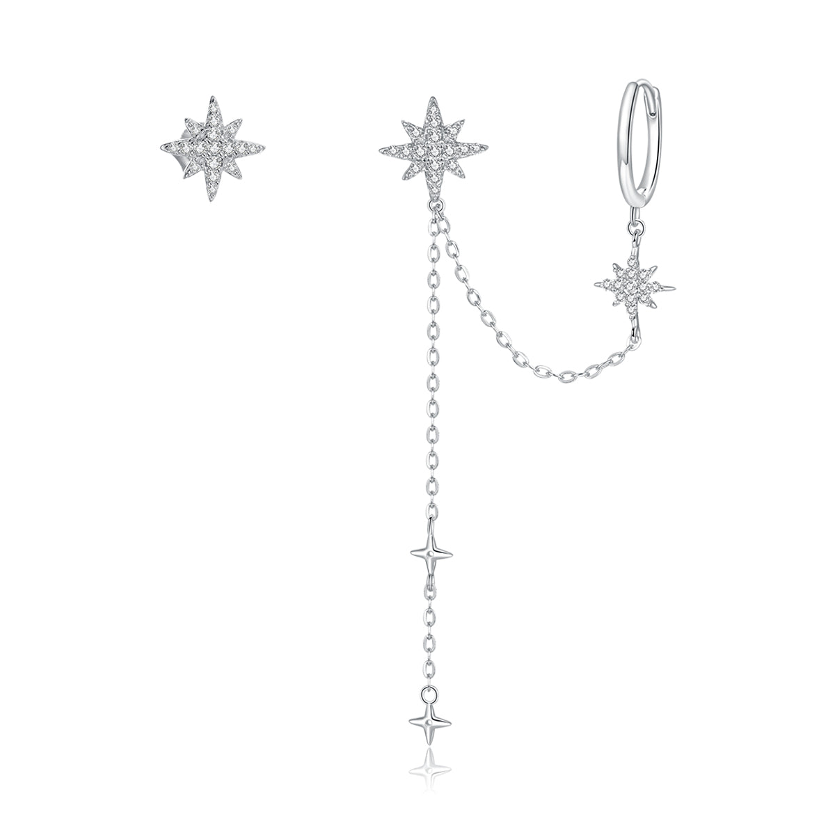 Sterling Silver Cubic Zirconia Pavé Drop Earrings