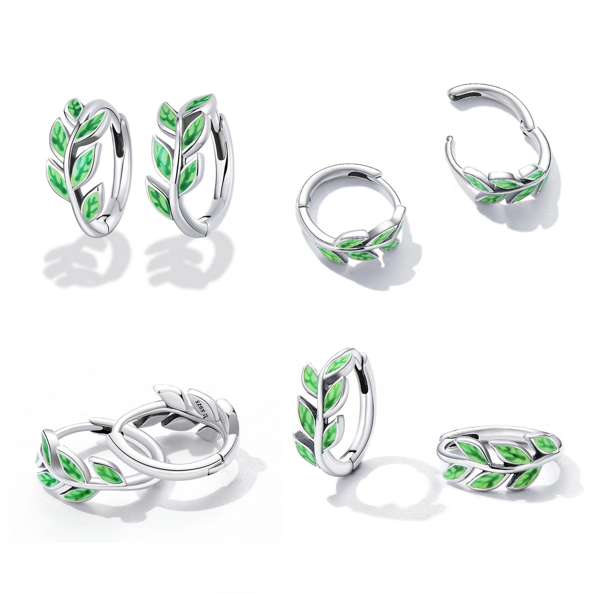 Sterling Silver Enamel Oxidized Earrings