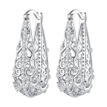 Sterling Silver Pavé Cubic Zirconia Hoop Earrings