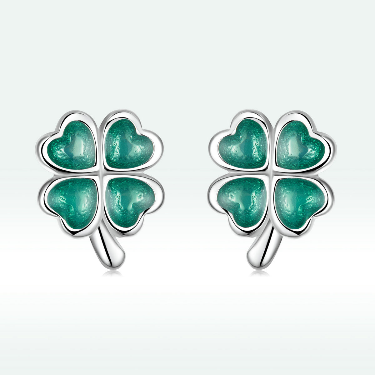 Sterling Silver Platinum Plated Enamel Earrings