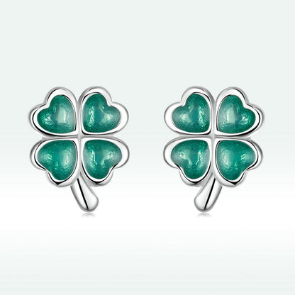 Sterling Silver Platinum Plated Enamel Earrings