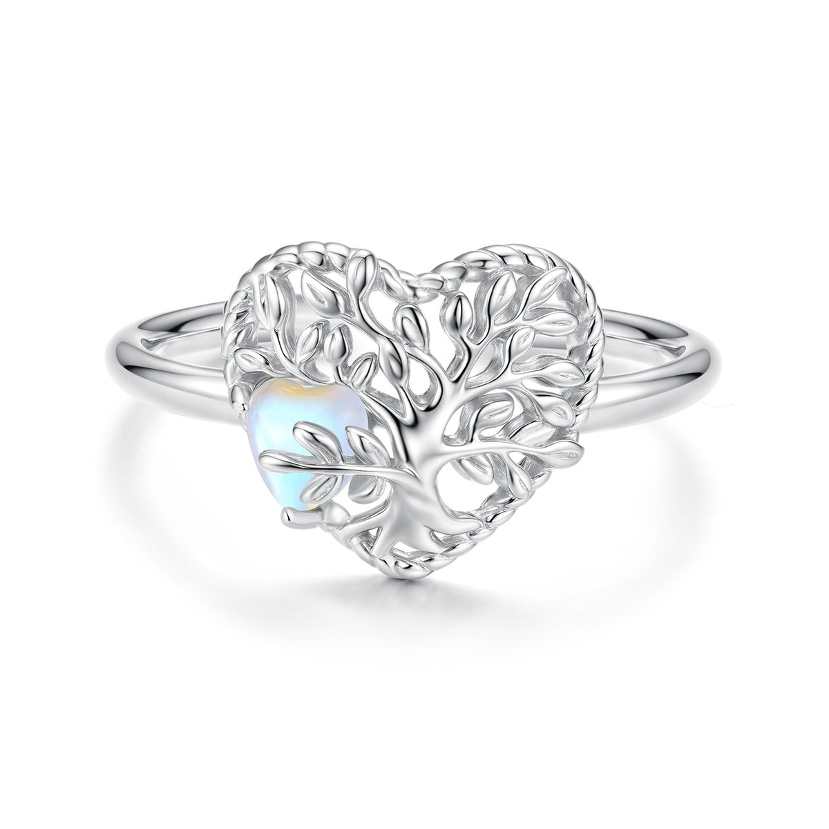 Sterling Silver Moonstone Heart Ring