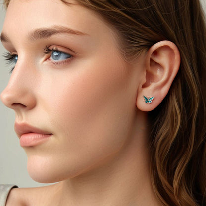 Sterling Silver Oxidized Enamel Earrings
