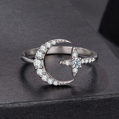Sterling Silver Moissanite White Gold Plated Ring