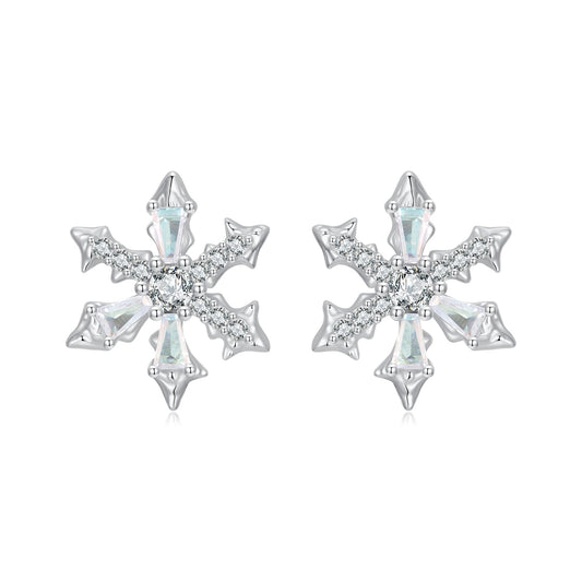 Sterling Silver Plated White Gold CZ Pavé Hoop Earrings