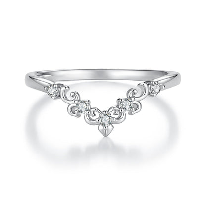 925 Sterling Silver White Gold Plated Moissanite Size 6 Ring for Women