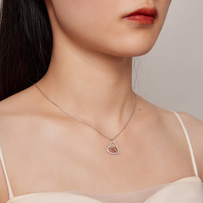 Sterling Silver Cubic Zirconia Rose Gold and Platinum Finish Necklace
