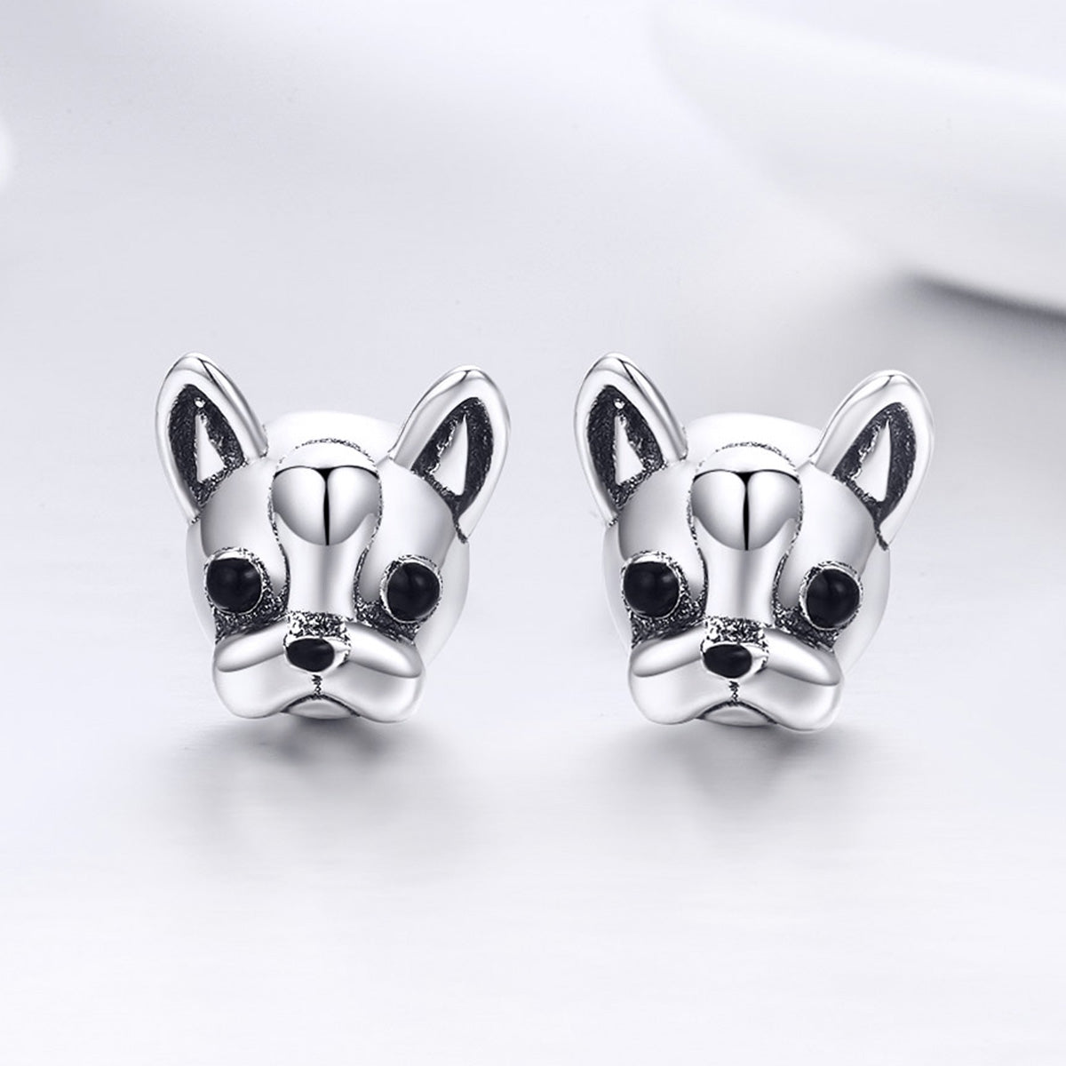 Silver Oxidized Enamel Stud Earrings