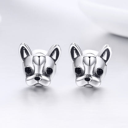 Silver Oxidized Enamel Stud Earrings