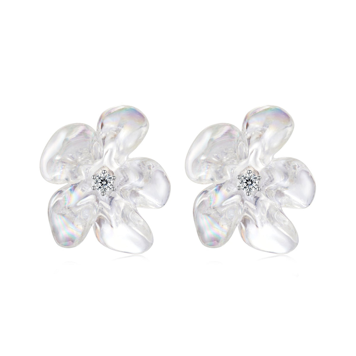 Sterling Silver Pavé CZ and Resin Drop Earrings