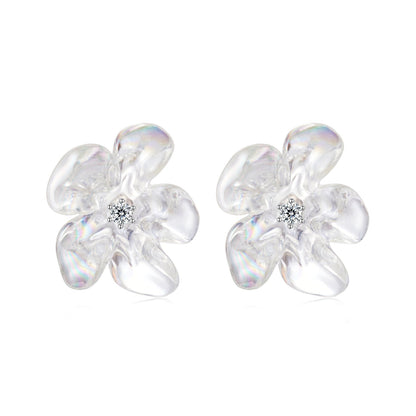 Sterling Silver Pavé CZ and Resin Drop Earrings
