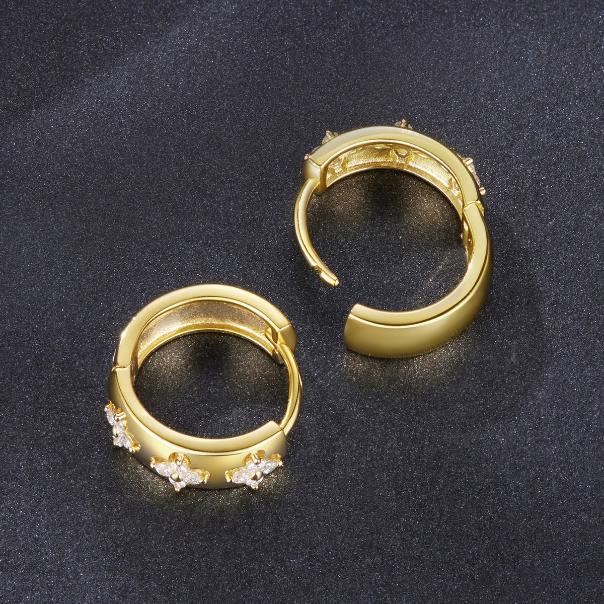 Gold Plated Sterling Silver Moissanite Hoop Earrings