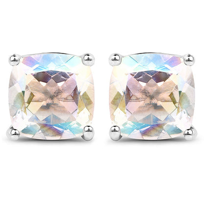4.20cttw Crystal Rainbow Mystic Quartz .925 Sterling Silver Earrings