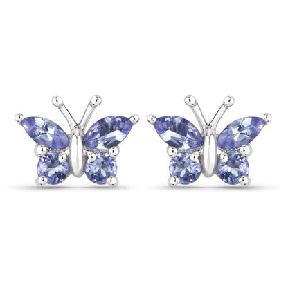 0.60 Carat Genuine Tanzanite .925 Sterling Silver Earrings