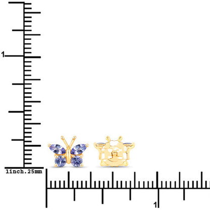 0.60 Carat Genuine Tanzanite .925 Sterling Silver Earrings