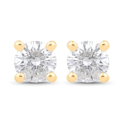 0.23 Carat Genuine White Diamond 10K Yellow Gold Earrings
