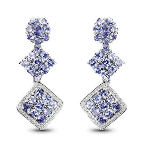 Tanzanite Rhodium-Plated Sterling Silver Dangle Earrings