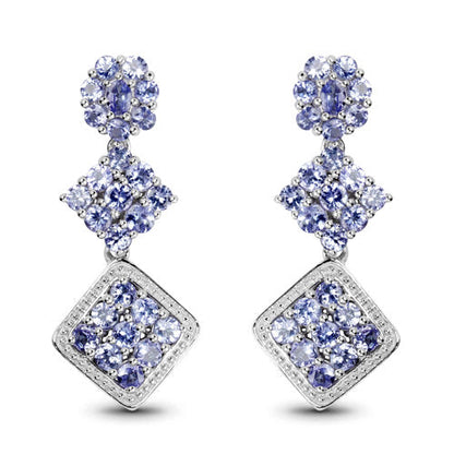 Tanzanite Rhodium-Plated Sterling Silver Dangle Earrings