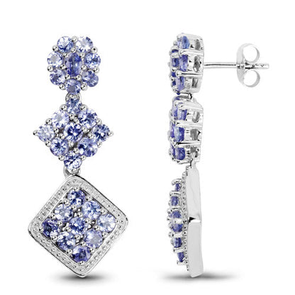 Tanzanite Rhodium-Plated Sterling Silver Dangle Earrings