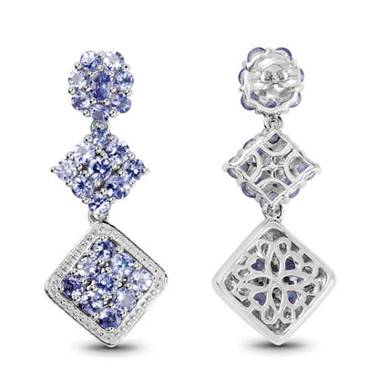 Tanzanite Rhodium-Plated Sterling Silver Dangle Earrings