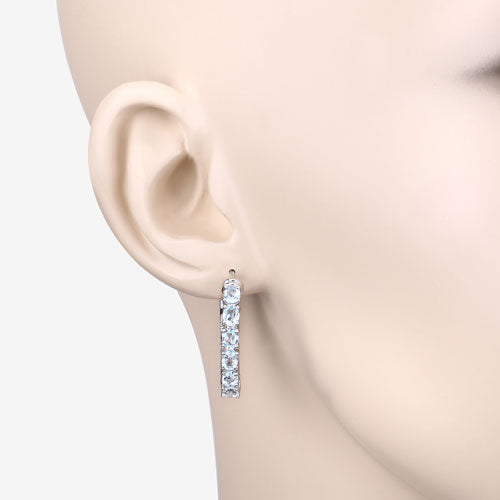Sterling Silver Blue Topaz Hoop Earrings