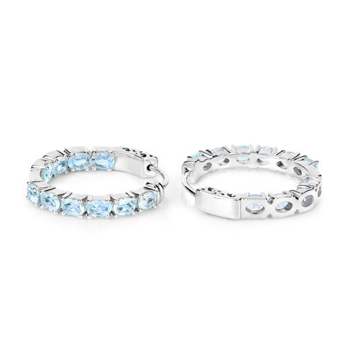 Sterling Silver Blue Topaz Hoop Earrings
