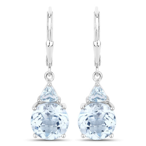 Sterling Silver Blue Topaz and Swiss Blue Topaz Dangle Earrings
