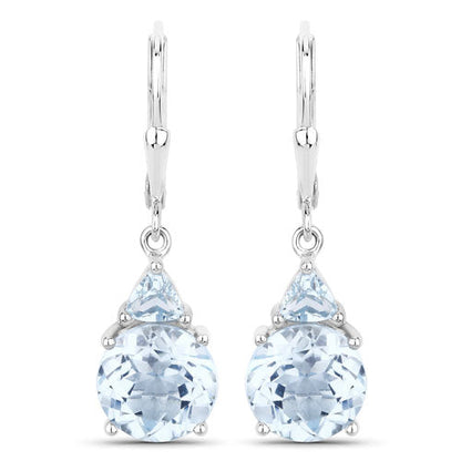 Sterling Silver Blue Topaz and Swiss Blue Topaz Dangle Earrings