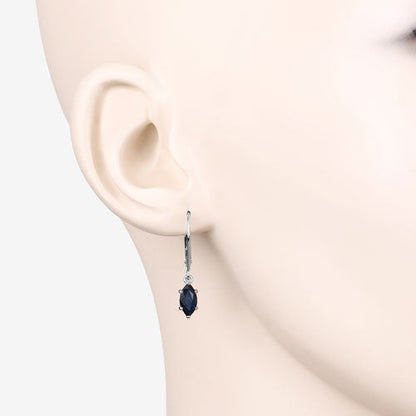 1.20 Carat Genuine Blue Sapphire 10K White Gold Earrings