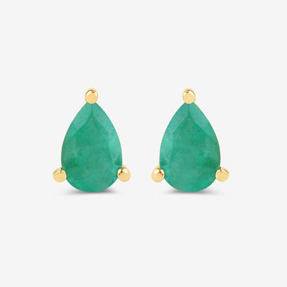 0.70 Carat Genuine Zambian Emerald 10K Yellow Gold Earrings
