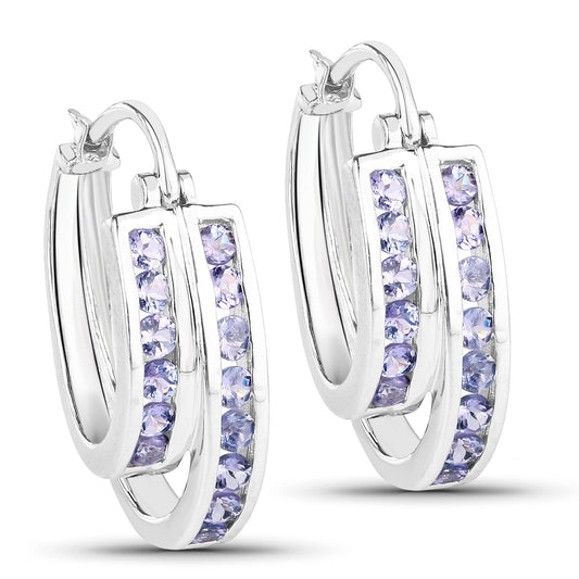 Sterling Silver Tanzanite Clip-On Earrings