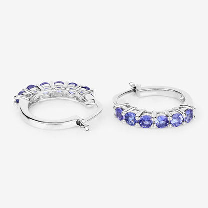 Sterling Silver Tanzanite Hoop Earrings