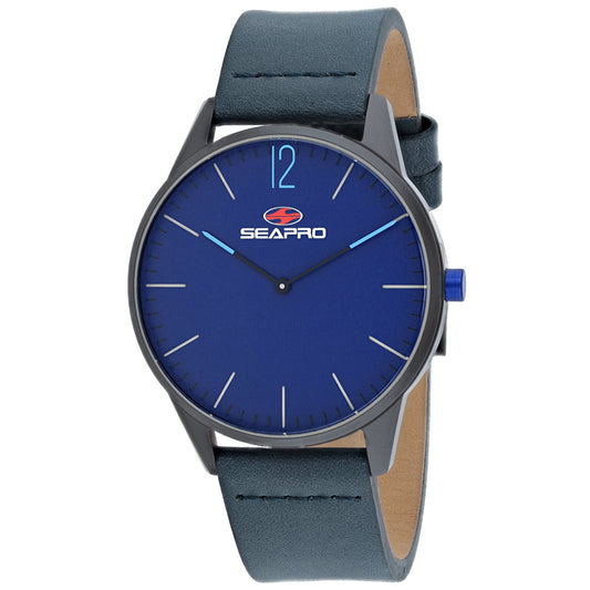 Seapro Black Hole Blue Leather Strap Watch