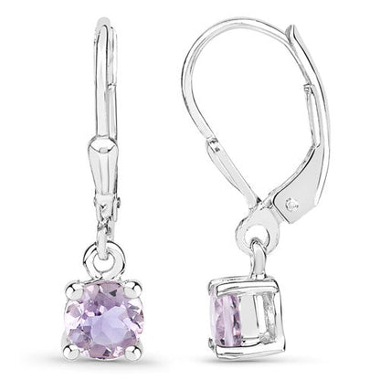 1.00 Carat Genuine Pink Amethyst .925 Sterling Silver Earrings