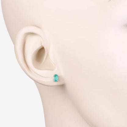 0.38 Carat Genuine Zambian Emerald 10K White Gold Earrings