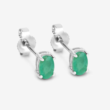 0.38 Carat Genuine Zambian Emerald 10K White Gold Earrings