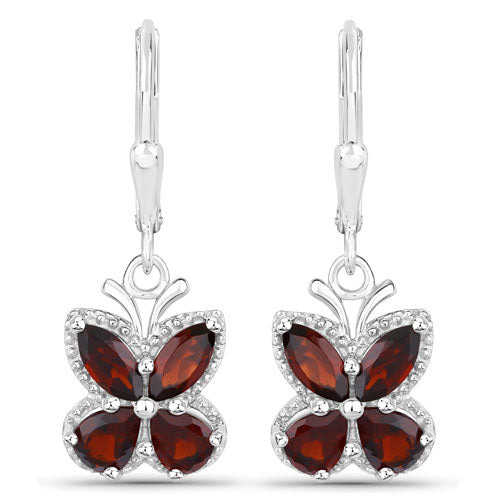 Garnet Sterling Silver Drop Earrings