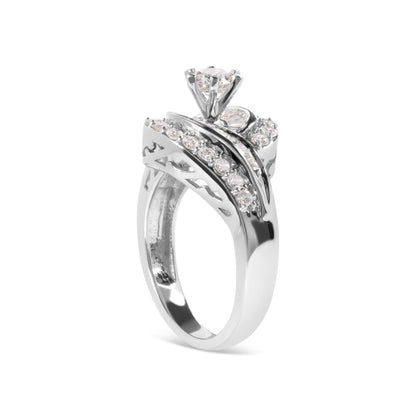 14K White Gold Diamond Swirl Cocktail Ring
