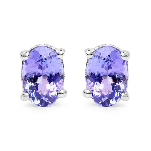 1.50 Carat Genuine Tanzanite .925 Sterling Silver Earrings