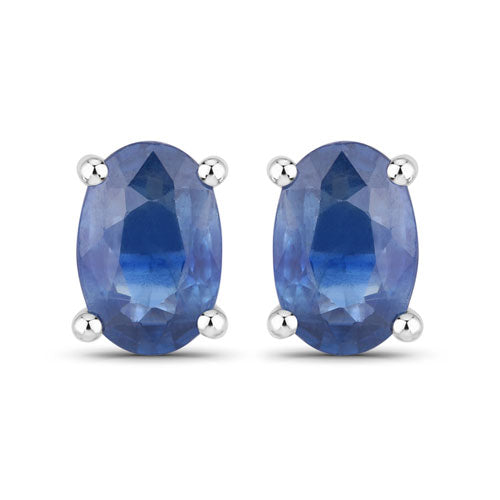 Blue Sapphire Oval Stud Earrings