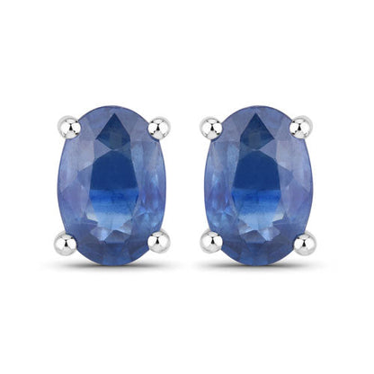 Blue Sapphire Oval Stud Earrings