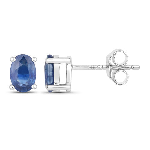 Blue Sapphire Oval Stud Earrings