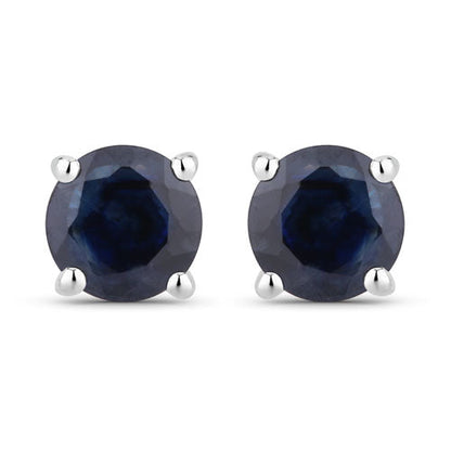 1.30 Carat Genuine Blue Sapphire 10K White Gold Earrings